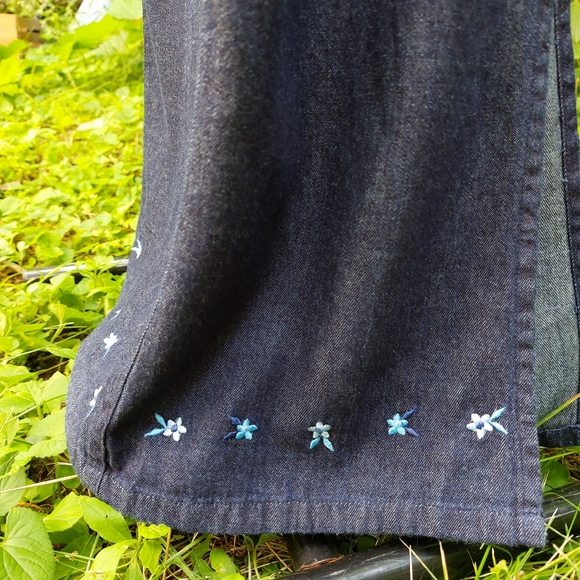 Vtg Embroidered Denim Maxi Dress Large - Picture 6 of 6